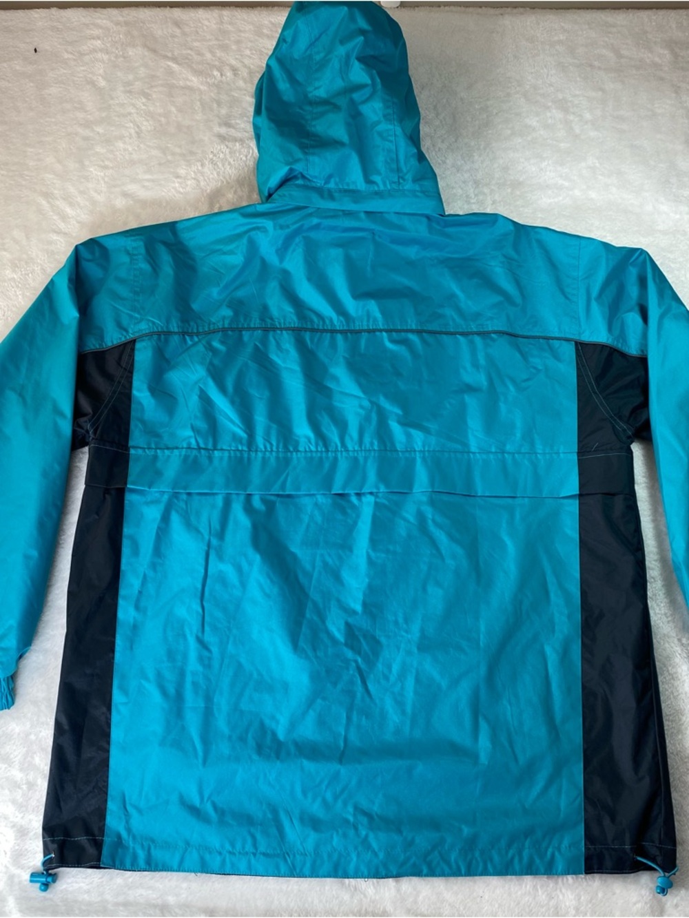 Cheneral Brand Boston Massachusetts Teal/ Navy Blue Windbreaker Jacket Hooded XL - Picture 3 of 9